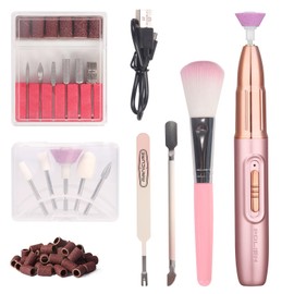 Professional Nail Drill Machine 13000RPM Electric Nail Drill File Kits Portable USB Rechargeable Nails Grinder Manicure Pedicure Polishing Tool Set for Home Salon Use (Rose Gold)