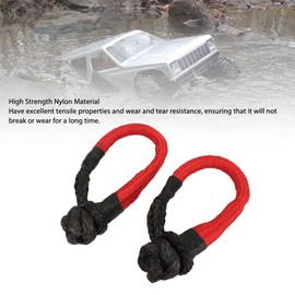 Fockety 2 x Soft Shackle, Synthetic Soft Shackle Recovery Rope, 55,000 lbs Break Strength Tow Shackles for Sailing, SUV, ATV, Truck, Off Road Recovery, Climbing, Towing (Black/Red)