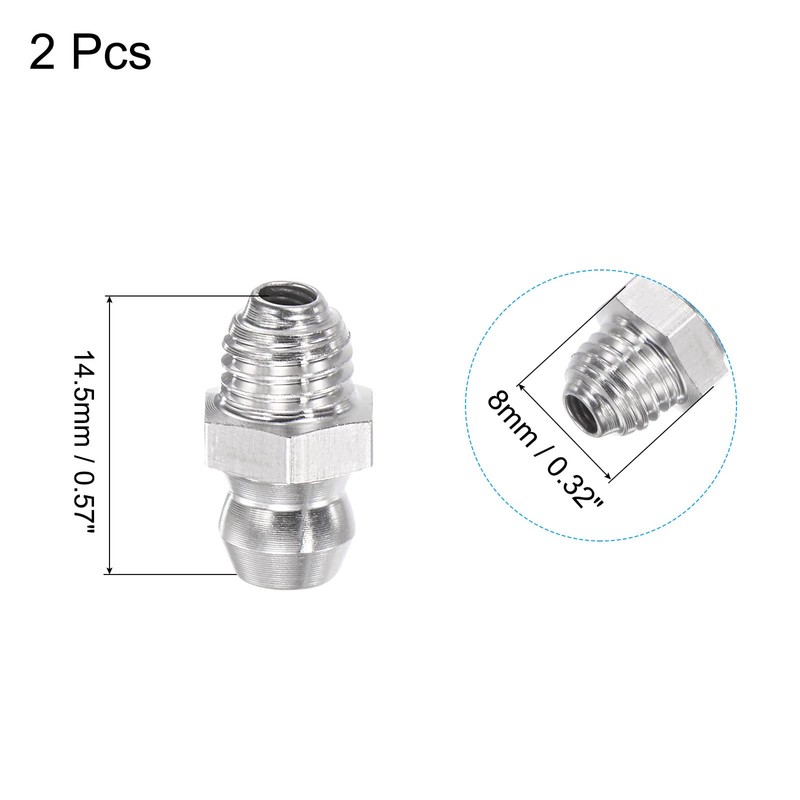 uxcell 2Pcs Stainless Steel Straight Grease Fitting 1/4-28 Inch Thread