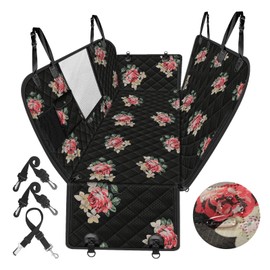 HABOPET Dog Seat Cover, Waterproof Non-Slip Scratchproof Dog Car Seat Cover for Back Seat, Dog Back Seat Cover with Storage Pockets Mesh Visual Window for Cars Trucks and SUVs(Floral)