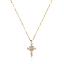 Relveo Gold Cross Necklace for Women 14K Gold Plated Cross Pendant Dainty Choker Necklace with Diamonds Trendy Jewelry