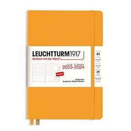 LEUCHTTURM1917 367555 Academic Weekly Planner Medium (A5) 2024, 18 Months, Rising Sun, English