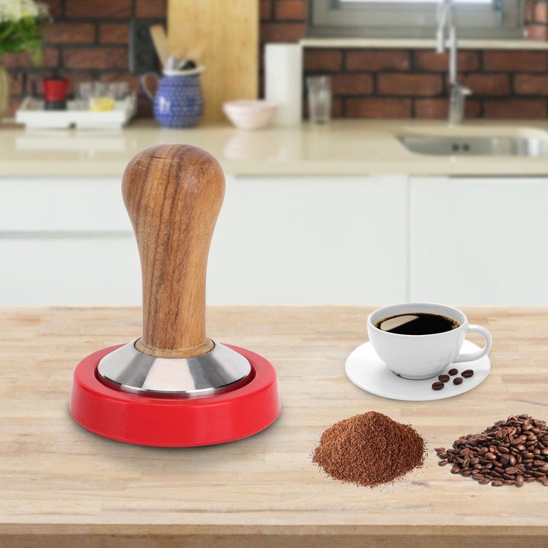 Kitchen Wooden Handle Stainless Steel Base Coffee Powder Press Hammer