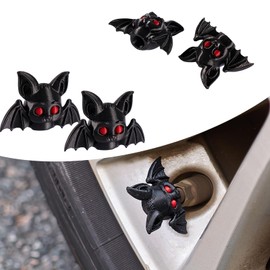 Rislobx 4 Pack Cute Bat Tire Valve Stem Cap, Halloween Valve Stem Cover, Funny Tire Air Caps for Cars Bikes Motorcycles Trucks, Decorative Car Wheel Accessories (Bat)