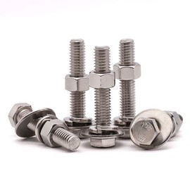 RoyceMart (4 Sets) M12-1.75 x 60 mm Stainless Hex Bolts Hex Nuts Flat Washers Lock Washers Hardware Kit, 304 Stainless Steel 18-8, Full Thread Hexagon Bolt Assortment