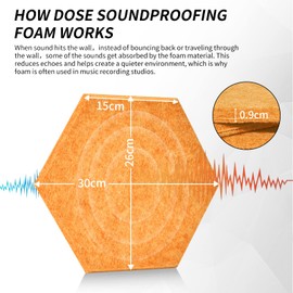 12 Pack Acoustic Panels Sound Proof Padding, 14 X 12 X 0.4 Inches Sound dampening Panel Used in Home & Offices (Hexagon, Orange)