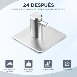 16 Piezas Ganchos de Baño Conjuntos,Ganchos de Baño,Ganchos para Pared 304 Acero Inoxidable,Ganchos Adhesivos Organización,Accesorios de Baño,Perfecto para La Cocina, El Baño o La Oficina