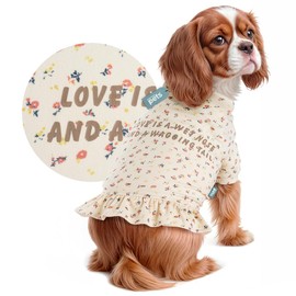 ESQUIMAL Playera Camiseta con Olán para Perro Ropa Térmica Mascota (Flores Beige, Chico)