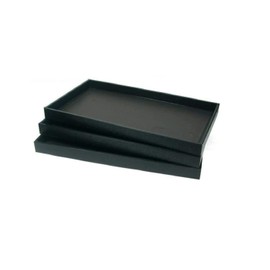RJ Displays 1-Inch Deep Black Full Size Plastic Stackable Jewelry Display Tray 14 3/4" X 8 1/4" X 1"H (3)