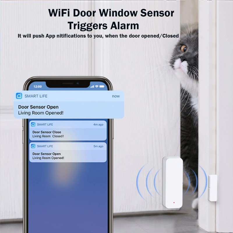 WiFi Door Sensor Window Detector: Smart Window Contact Sensor, Wireless