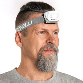 Foxelli LED Headlamp Flashlight for Adults & Kids, Running, Camping, White