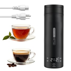 Hervidor eléctrico portátil (120 V), tetera de viaje, revestimiento de acero inoxidable 316 premium, ajuste de temperatura de 4 velocidades con apagado automático y protección contra ebullición, negro