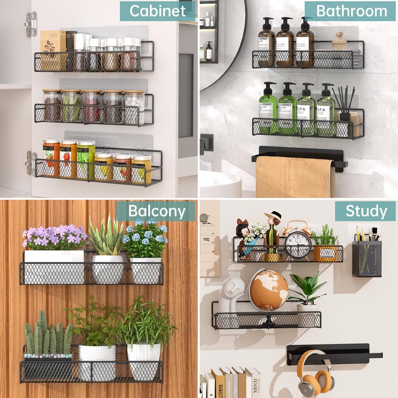 DTUQYX Spice Rack Wall Mounted 6 Pack, Heavy Duty Metal