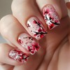 24 Pcs Flower Press on Nails Glitter Short Square Shaped