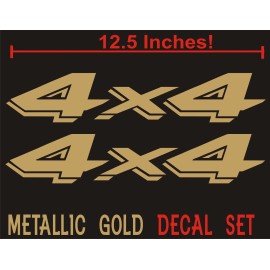 TJC Designs 4x4 Decals Set for Dodge Dakota, Ram Sticker (Set of 2) Metallic Gold