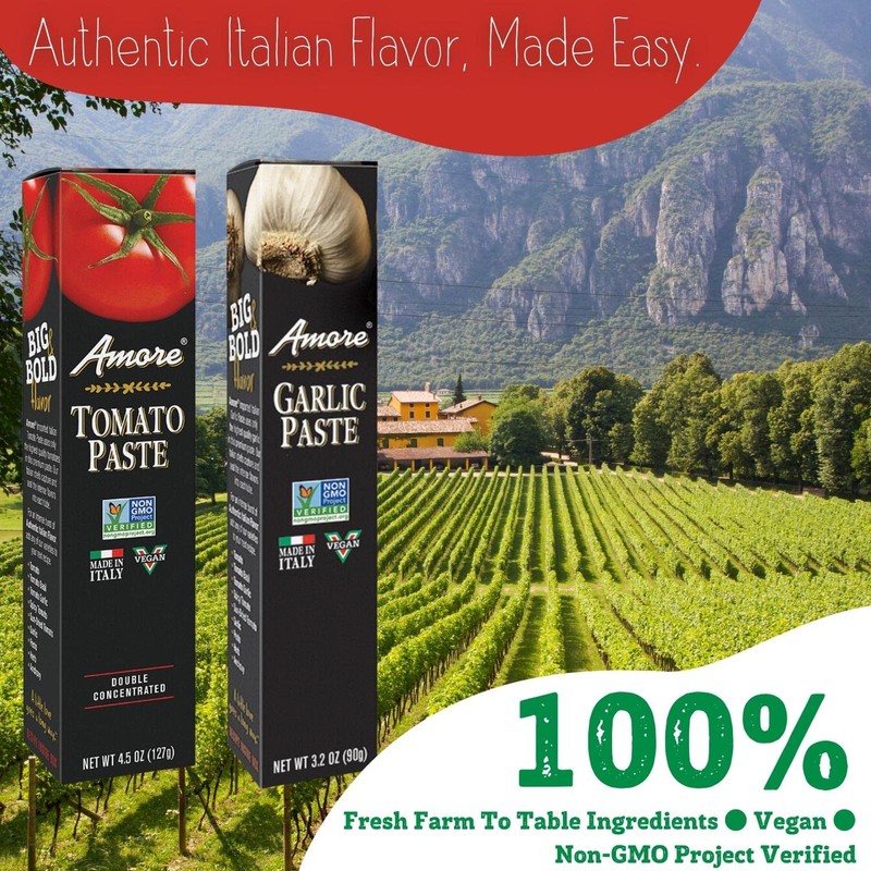 Amore Crowd Favorite - Garlic Paste (3.2oz) & Tomato Paste