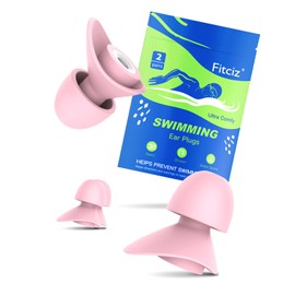 Swimming Ear Plugs for Adults, 2 Pairs Waterproof Earplugs in Case for Swimmers, Men, Women, Washable, Reusable, Comfortable (S+M for Women, L+M for Men) (Pink-s&m-women's Edition)