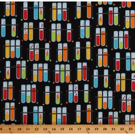 Robert Kaufman Test Tubes Chemistry Lab Science Fair 2 Multi Cotton Fabric Print BTY D775.55
