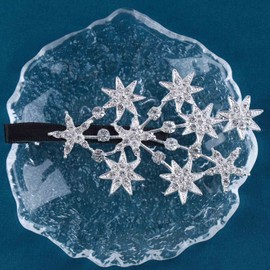 Allereya Crystal Wedding Hair Clip Rhinestone Star Hair Clip Silver CZ Star Cluster Headpiece Decorative Hair Pin Crystal Star Branch Clip Bridal Hair Accessories for Women and Girls (Silver)