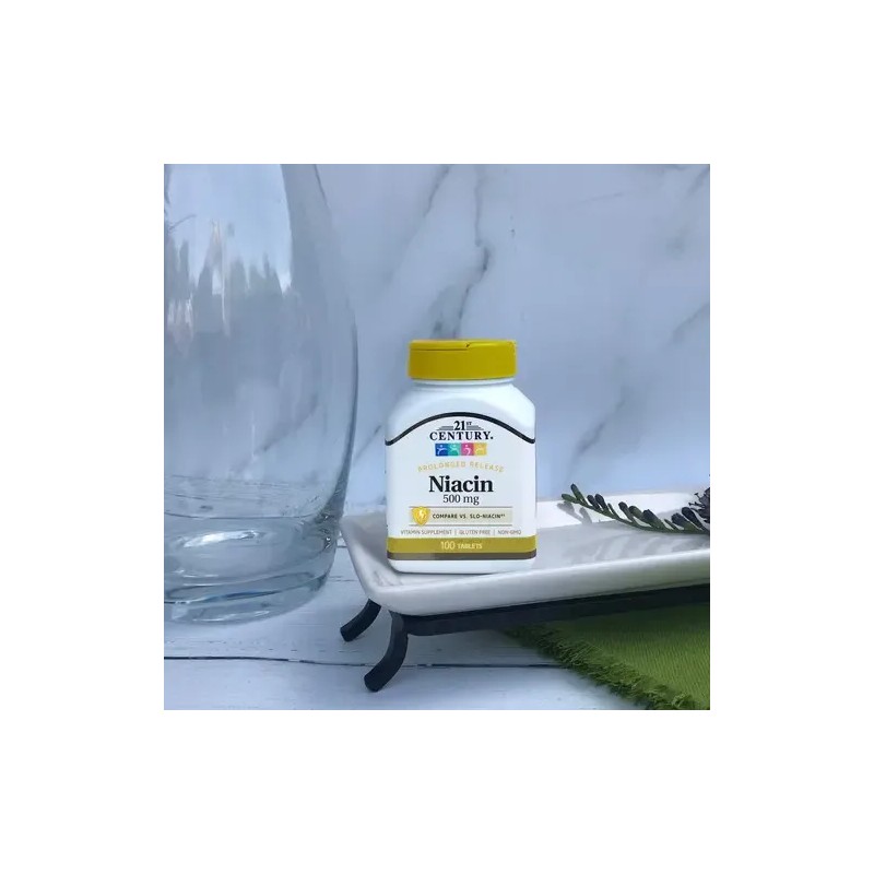 21st Century, Niacinamida 500mg, Vitamina B3, 110 Cápsulas Sabor Sin