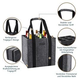 Lewooilt Bottle Bag, gray, Bottle bag bottle carrier