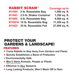 EPIC REPELLENTS Rabbit Scram All Natural Granular Repellent - All-Natural, Animal, People and Pet Safe Granule (10 lb Bag)