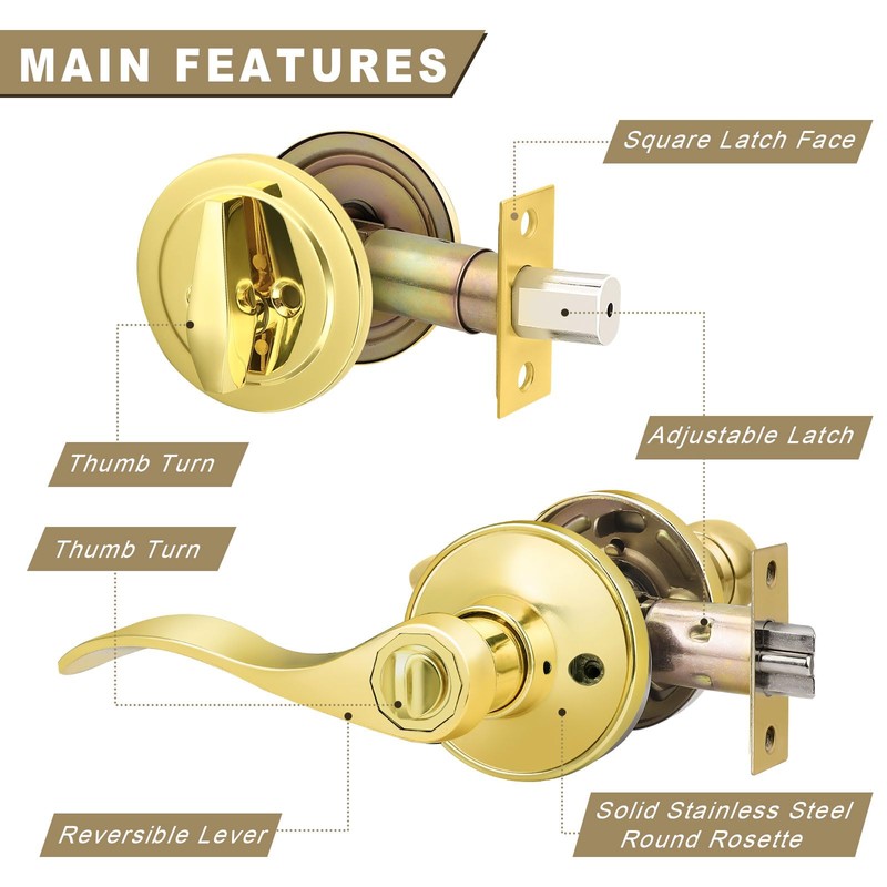 Brotima 3 Pack Keyed Alike Lever Set with Single Cylinder