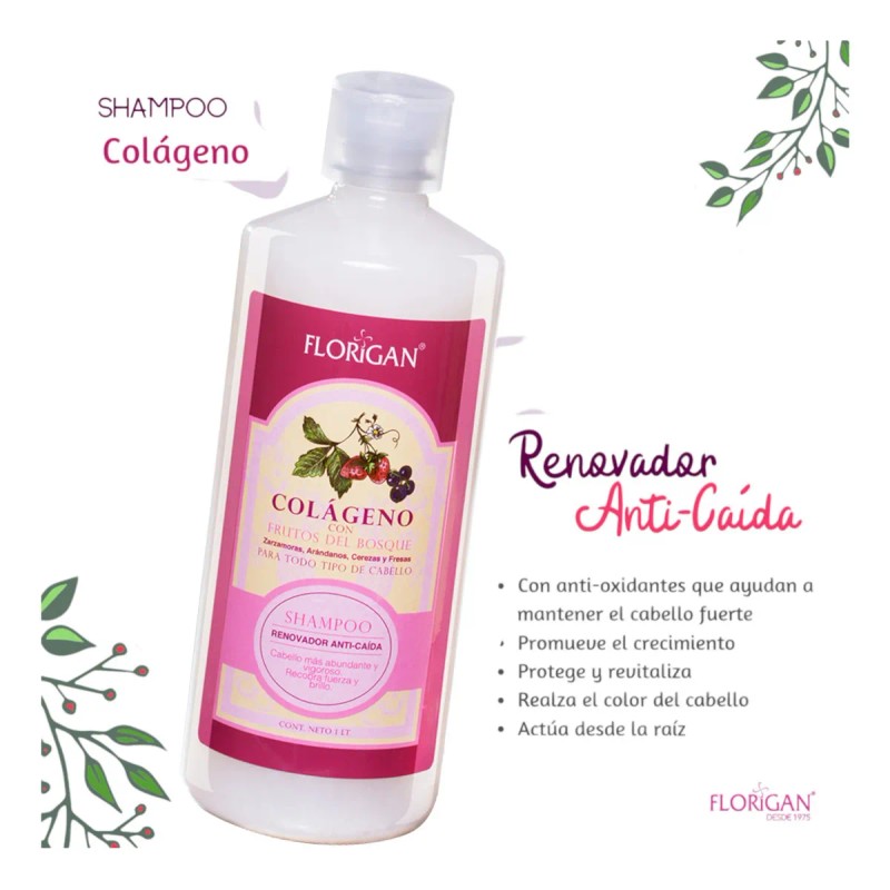 Shampoo Renovador Anticaida Colageno 1lt. Florigan