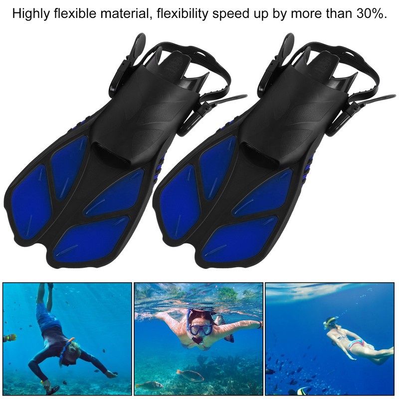 1 Pair Adjustable Swimming Fins TPR Open Heel Long Diving