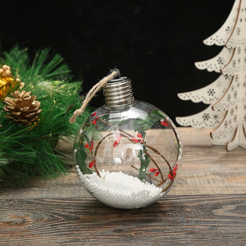 6Pcs Shining Christmas Balls with LED Light Pendants Refillable Ball