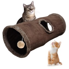 Didabotak Cat Tunnel Cat Toy Rabbit Tunnel Folding Sturdy Durable Suede Play Alone Relieves Lack of Exercise Cat Toy Pet Toy for Indoor and Outdoor Games and Exercises(Brown)