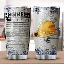 MYMISOR Engineer Tumbler For Men Nutrition Facts Mug With Lid 20oz Engineering Gifts For College Students Stainless Steel Cups For Engineers Coworkers Mechanic Electrician Gift
