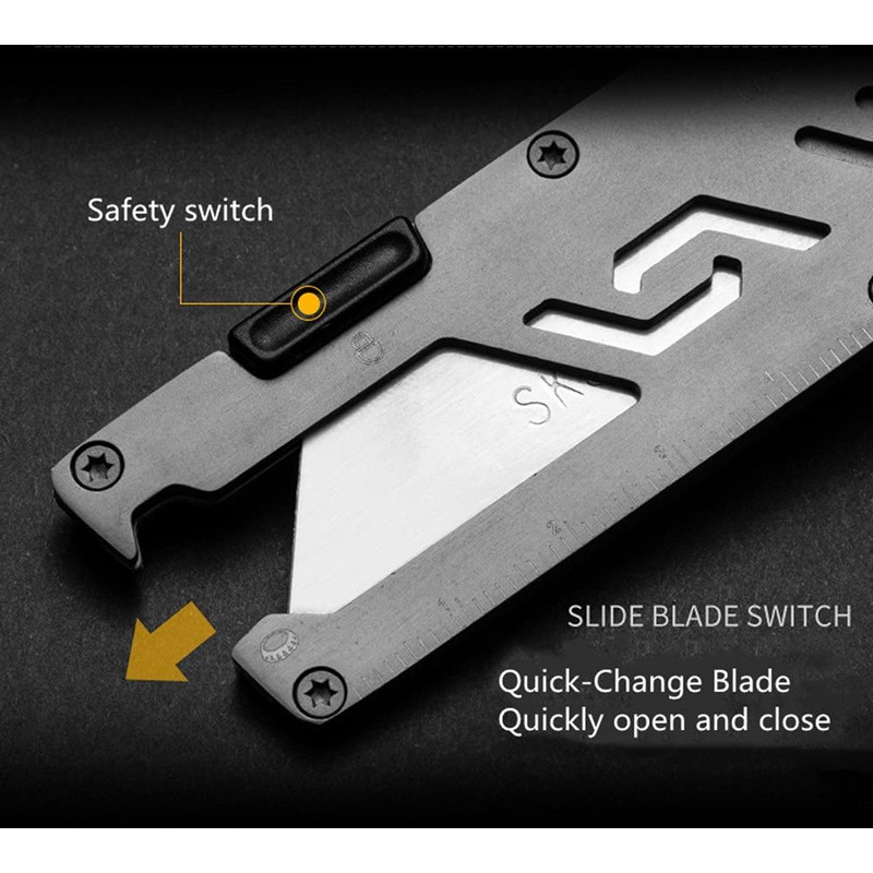 KUNSON Stainless Steel Keychain Utility Knife, Portable Pocket Retractable Box