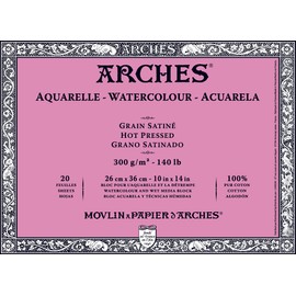 Arches Watercolor Block 140 lb Hot Press - 10x14 inch, 20 sheet