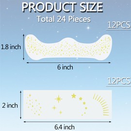 24 Pcs Face Makeup Patches,Glitter Freckles Face Tattoo,Waterproof Temporary Tattoos Glow Up Patches for Women,Girls Sparkle Makeup Patche for Party (Gold)