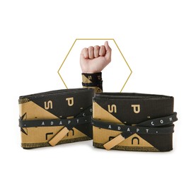 PICSIL Adjustable Wrist Strap, Wrist Wraps for Weightlifting, Premium Fabric Yoga Wrist Support, Gym Wrist Wrap Cloth for Women and Men, Gold Black, 1 Pair