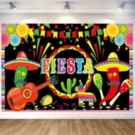 YQWIN Fiesta Backdrop Mexican Fiesta Party Decorations Fiesta Party Backdrop Fiesta Banner Cinco De Mayo Party Photography Backdrop Mexican Carnival Photo Background for Mexico Fiesta Party Decoration
