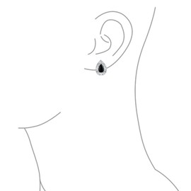 Bali Style Dyed Black Onyx Semi Precious Gemstone Pear Shape Filigree Setting Teardrop Stud Earrings For Women .925 Sterling Silver 15MM