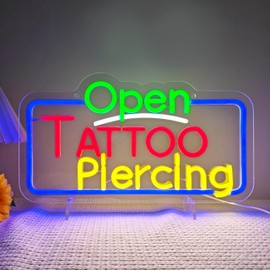 Artlast Tattoo Open Neon Signs for Wall Decor LED Open Sign for Tattoo Studio Room Aesthetic Tattoo Light Decor for Door Decorations Room Accessories Neon Sign