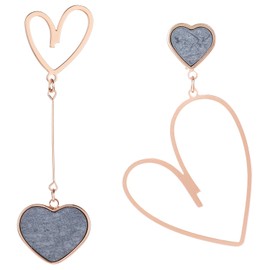 Heart Earrings Women's Asymmetric Earrings 70s Party Rose Gold Stud Earrings Pendant Earrings Women Girls Lovers Earrings 80s 90s Party Accessories, Copper, Copper