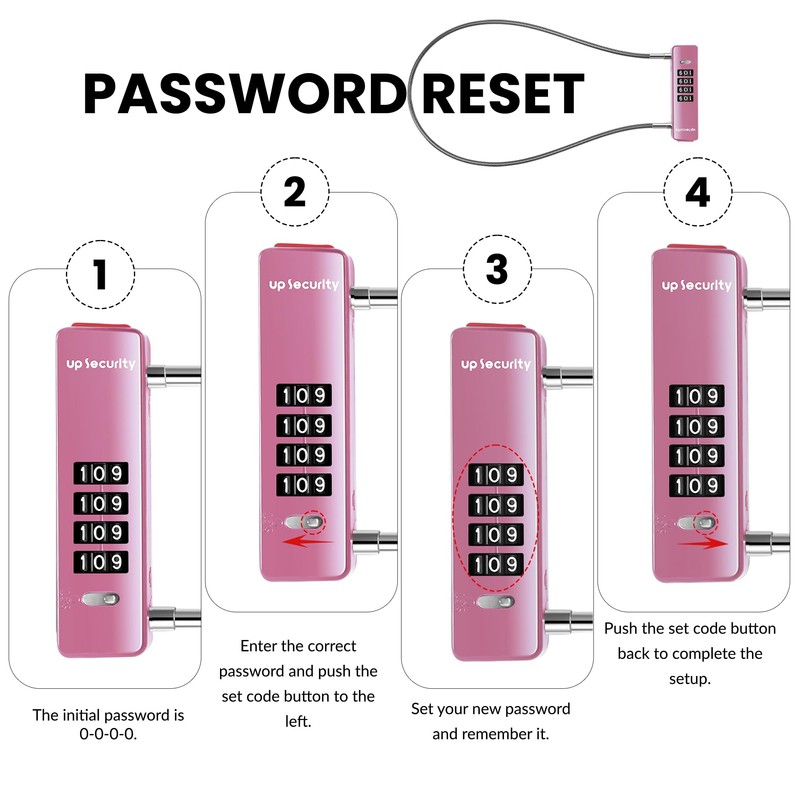 UP Security Combo Cable Bike Lock, 4 Digit Combination Lock