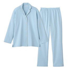 Gunze KAIMIN Navi Women's Pajamas, Long Sleeve, Long Pants, Cardboard Knit, Easy to Turn and Toss, Sax_GL4543