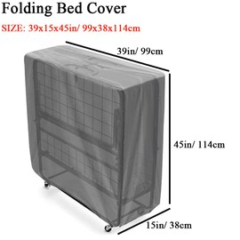 BOSKING Folding Bed Cover Waterproof 420D Oxford Dustproof Universal Folding Bed Cover for Indoor Outdoor 39" x 15" x 45" Black