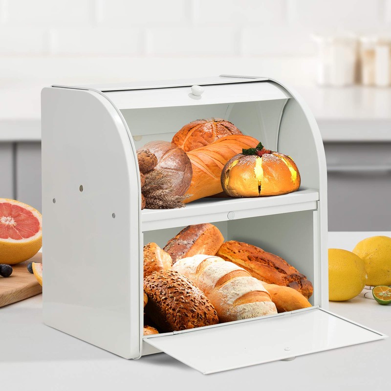 Olebes Bread Box, Metal Bread Box For Kitchen Countertop, Bread