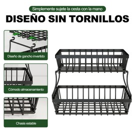 JEMUON Cesta de Fruta de Metal de 2 Niveles, Fruteros de Cocina Modernos, Cesta de Fruta Desmontable, Cesta de Almacenamiento para Frutas de Acero Inoxidable, Diseño sin Tornillos, para Frutas, Pan
