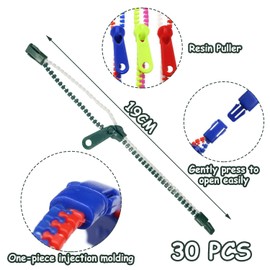 YSDYY 30 Mixed Color Zip Bracelets, Sensory Toys, Stress Relief, Friendship Bracelets for Kids, Fashion Jewelry, Birthday Party Gifts for Boys and Girls