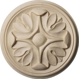Ekena Millwork ROS04X04RARW Rosette, 4 1/4"W x 4 1/4"H x 1/2"P, Rubberwood