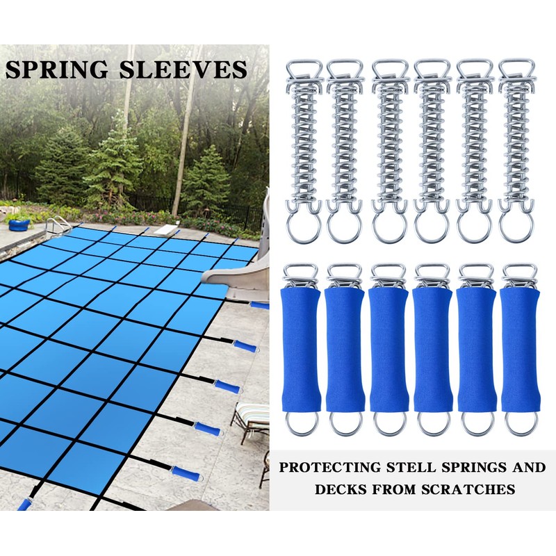 WBCBEC 12PCS Pool Cover Spring Sleeves, Winter Pool Cover Spring