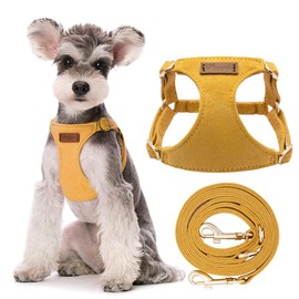 No Pull Small Dog Harness with Multifunction Dog Leash,Lightweight Soft Adjustable No Choke Escape Proof Pet Harness Vest Pet Harness Vest,S,Yellow