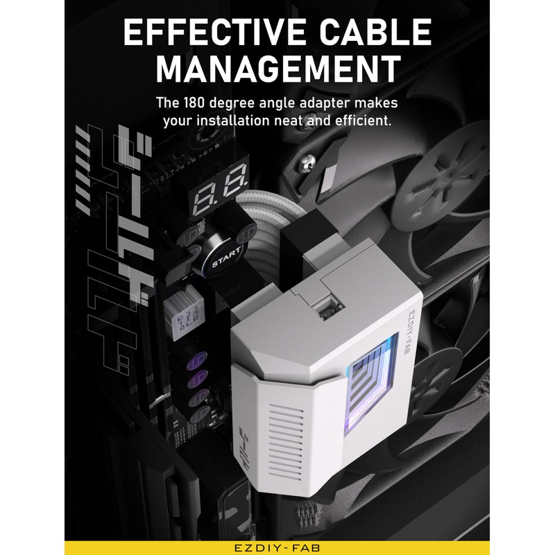 EZDIY-FAB Shield 24-Pin Angle Adapter with Infinity Mirror ARGB Light,ATX